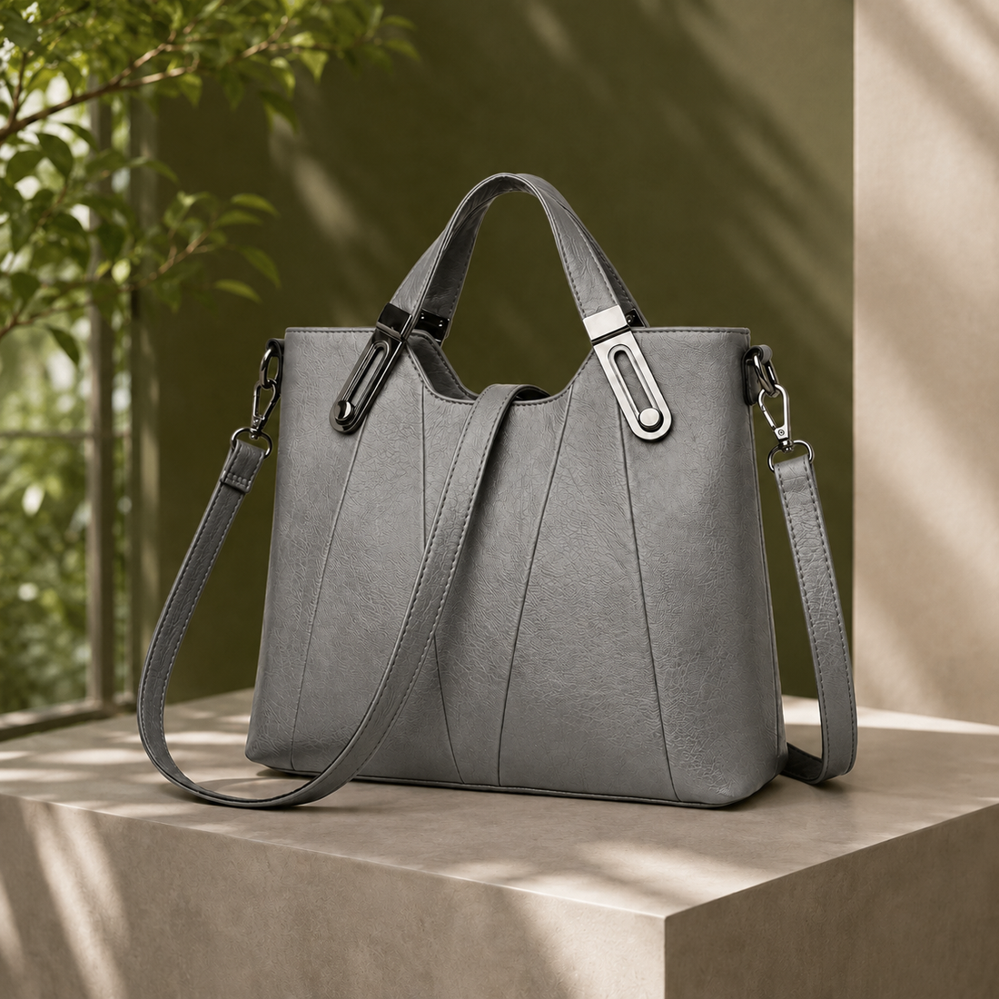 Bertelli Paneled Tote - Gray