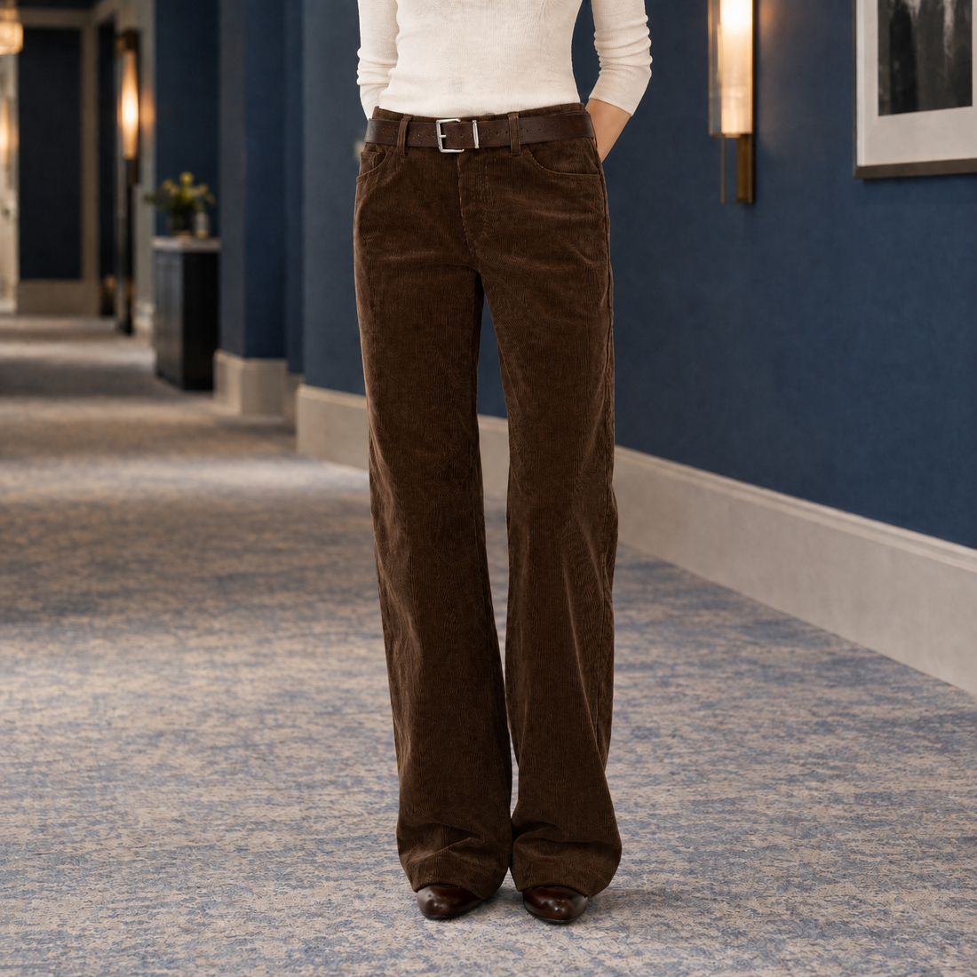 Briony-Lane Straight Leg Pants - Dark Brown