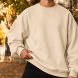 Havelock-Grey Oversized Sweatshirt - Round Neck Khaki