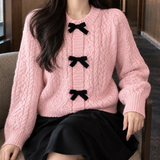 Annalise-Jade Bow Cardigan - Pink