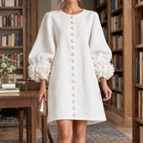 Rachel-Rose Floral Cuff Dress - White