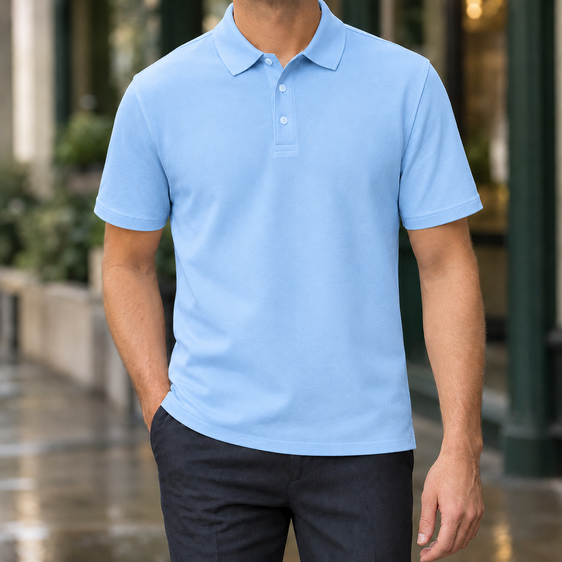 Armel-Lane Relaxed Polo - Ice Sea Blue