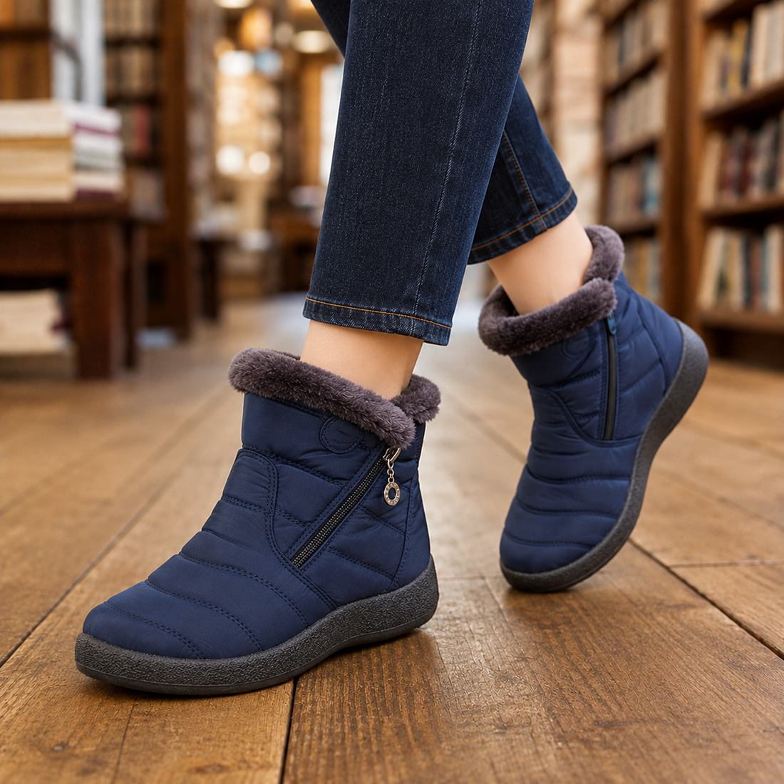 Monza Fur Trim Boots - Blue