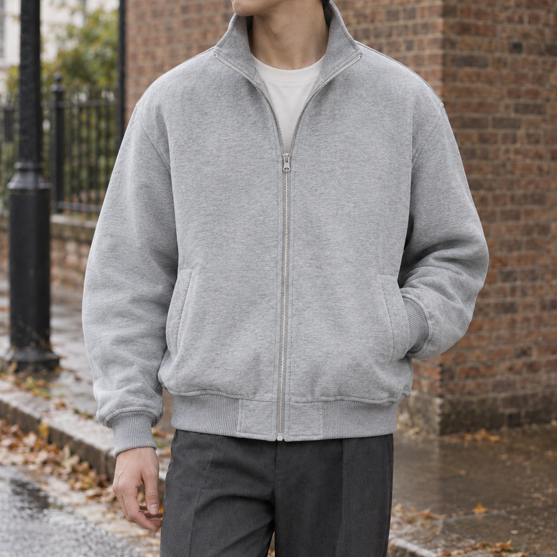Colin-Miles Stand Collar Jacket - Gray