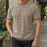 Theo-Rhys Striped Knit Top - Khaki