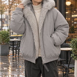 Vincent-Scott Fur Trim Jacket - Gray