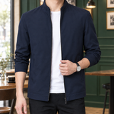 Armand-Miles Stand Collar Jacket - Collar-navy