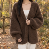 Mercedes-Jade Open Front Cardigan - Coffee