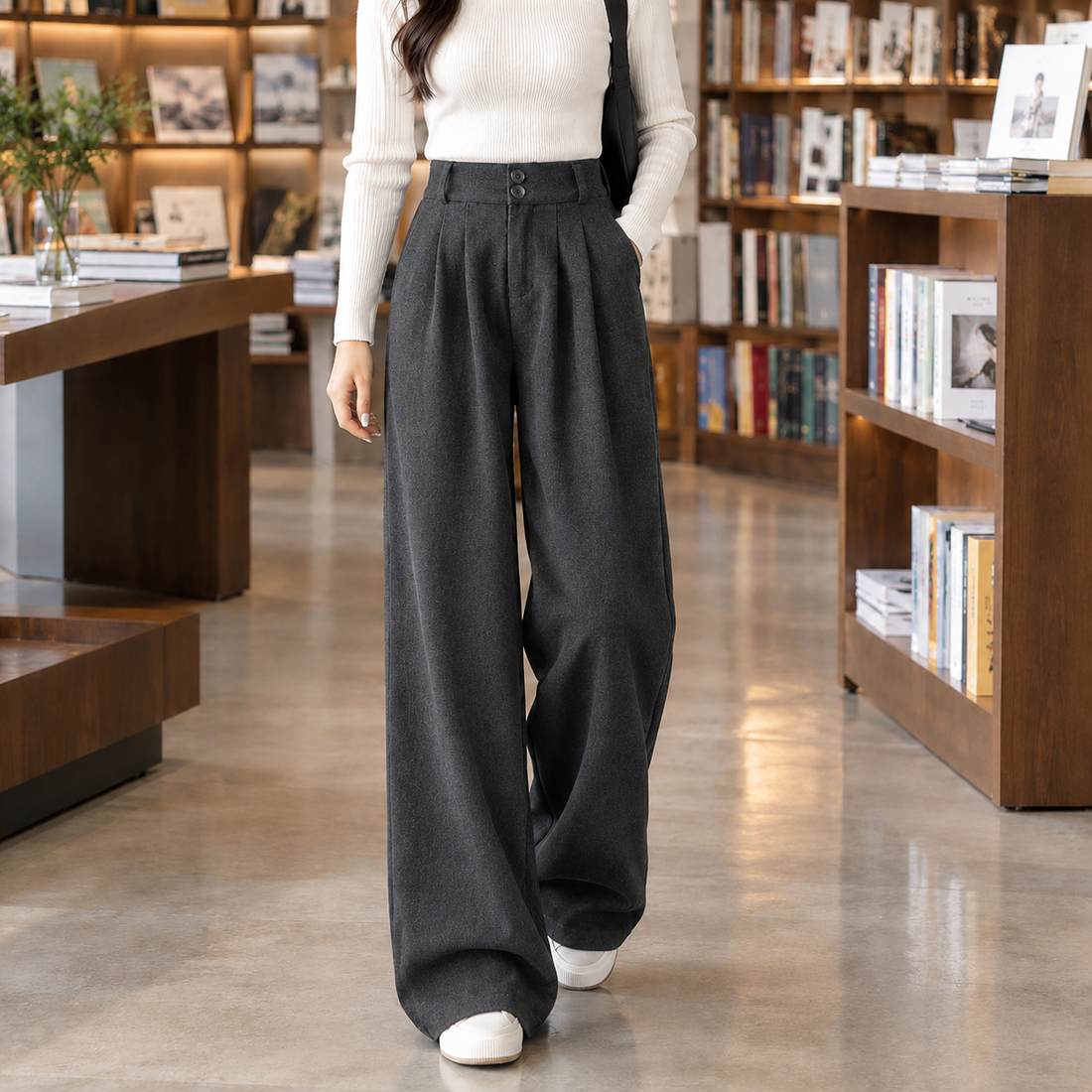 Tiffany-Belle Wide Leg Pants - Dark Gray