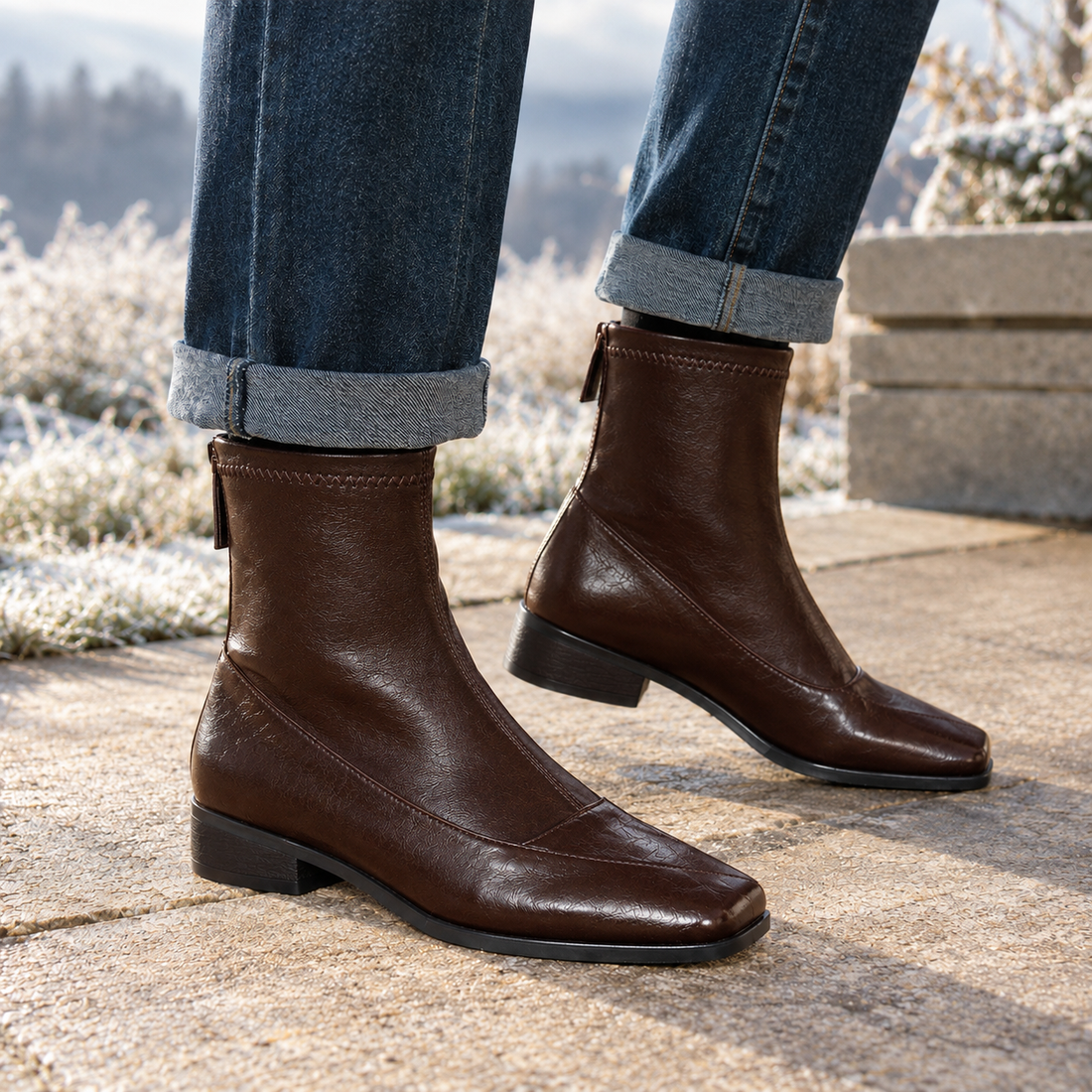 Bernardi-Lago Square Toe Boots - Brown