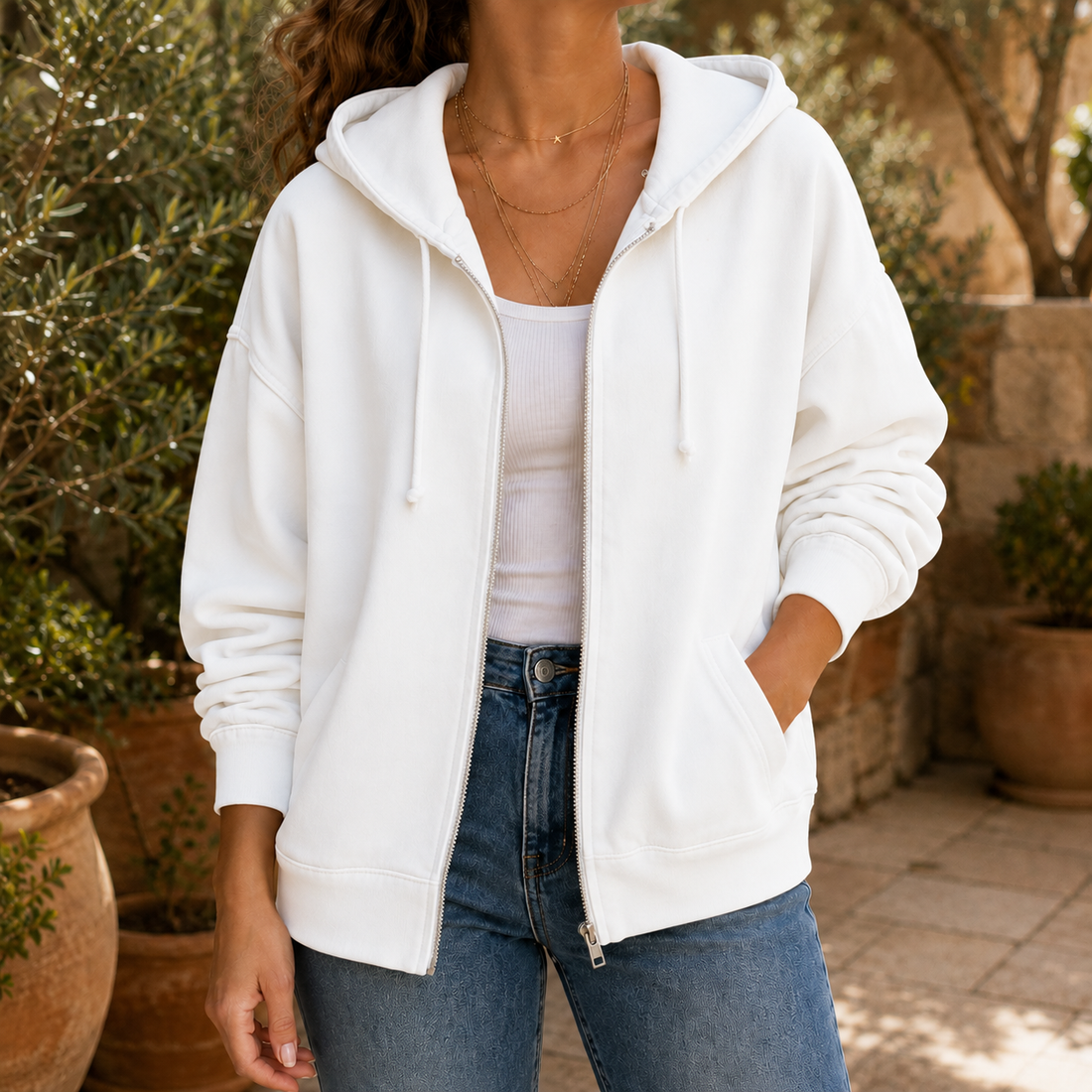 Olympia-Jane Washed Hoodie - White