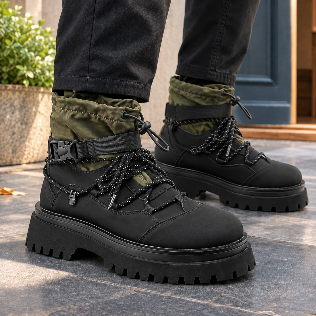 Ravena Platform Boots - Black Green