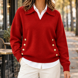 Leila-Louise Collared Sweater - Red