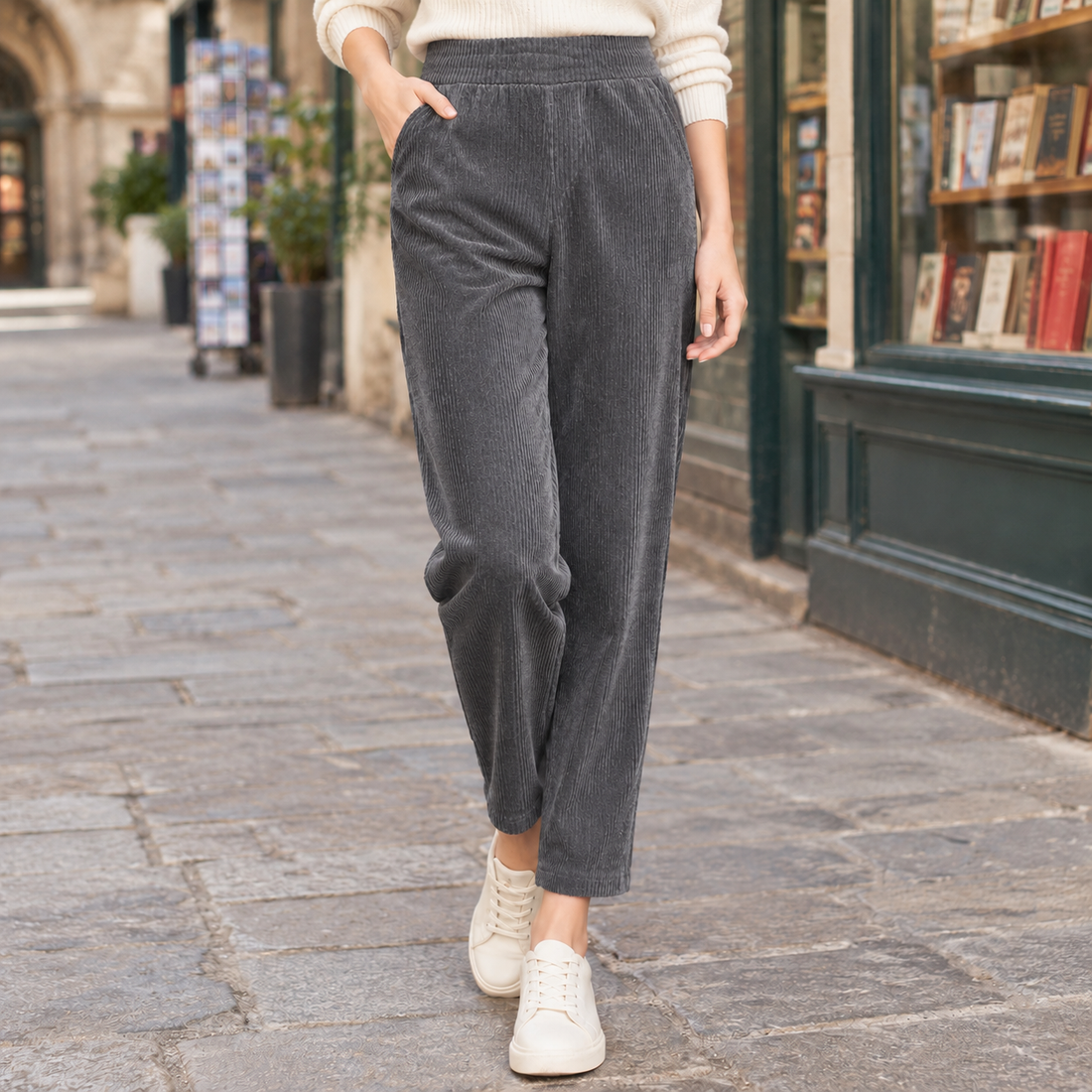 Aria-Claire Tapered Pants - Corduroy Gray