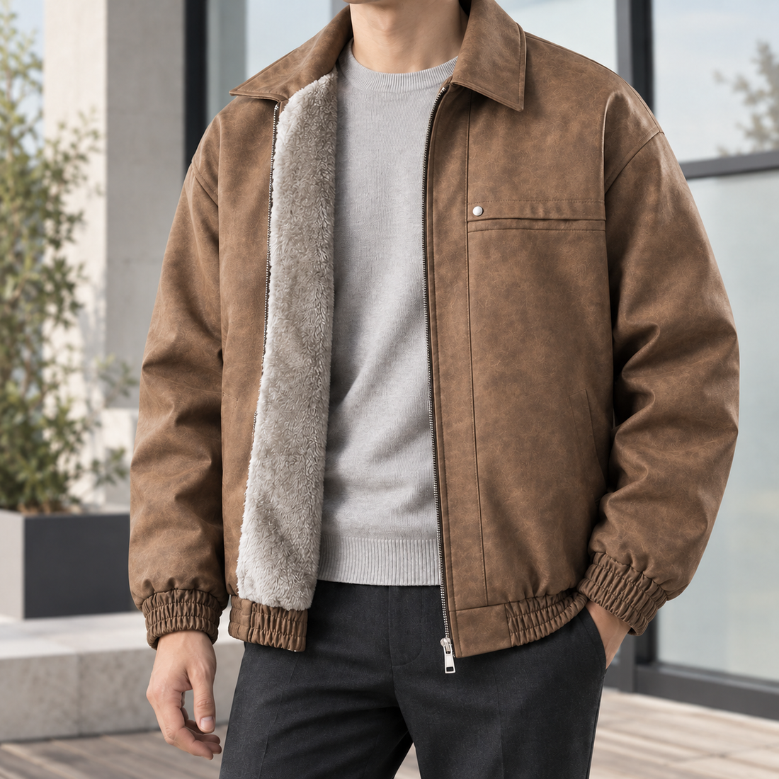Rory Lined Zip Jacket - Brown