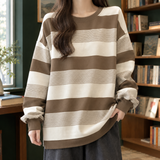 Annika-Pearl Striped Top - Khaki Stripes