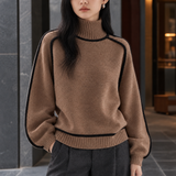 Bethany-Louise Contrast Turtleneck Sweater - Brown
