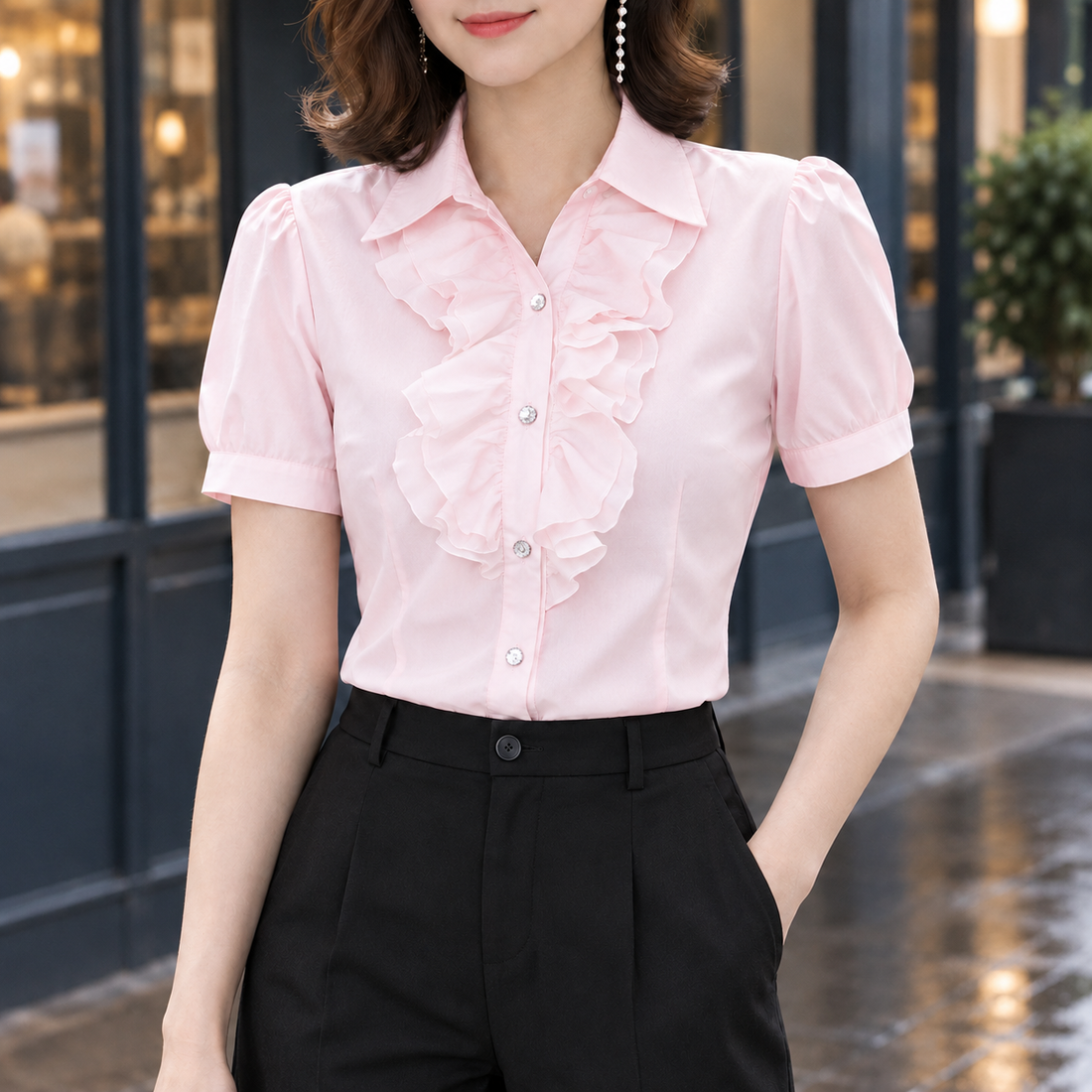 Xaviera-Jade Ruffle Blouse - Pink