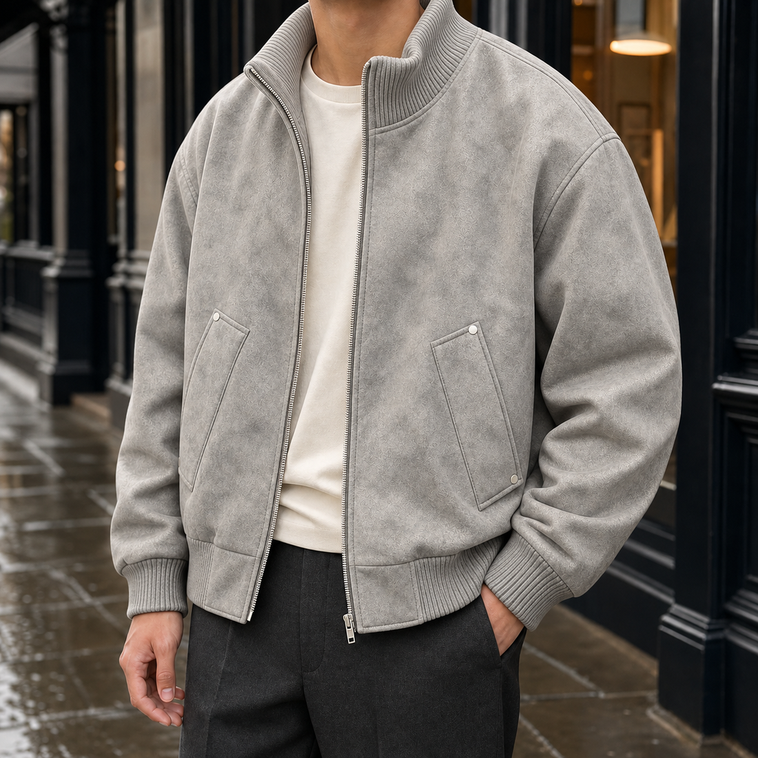 Arend-Cole Bomber Jacket - Gray