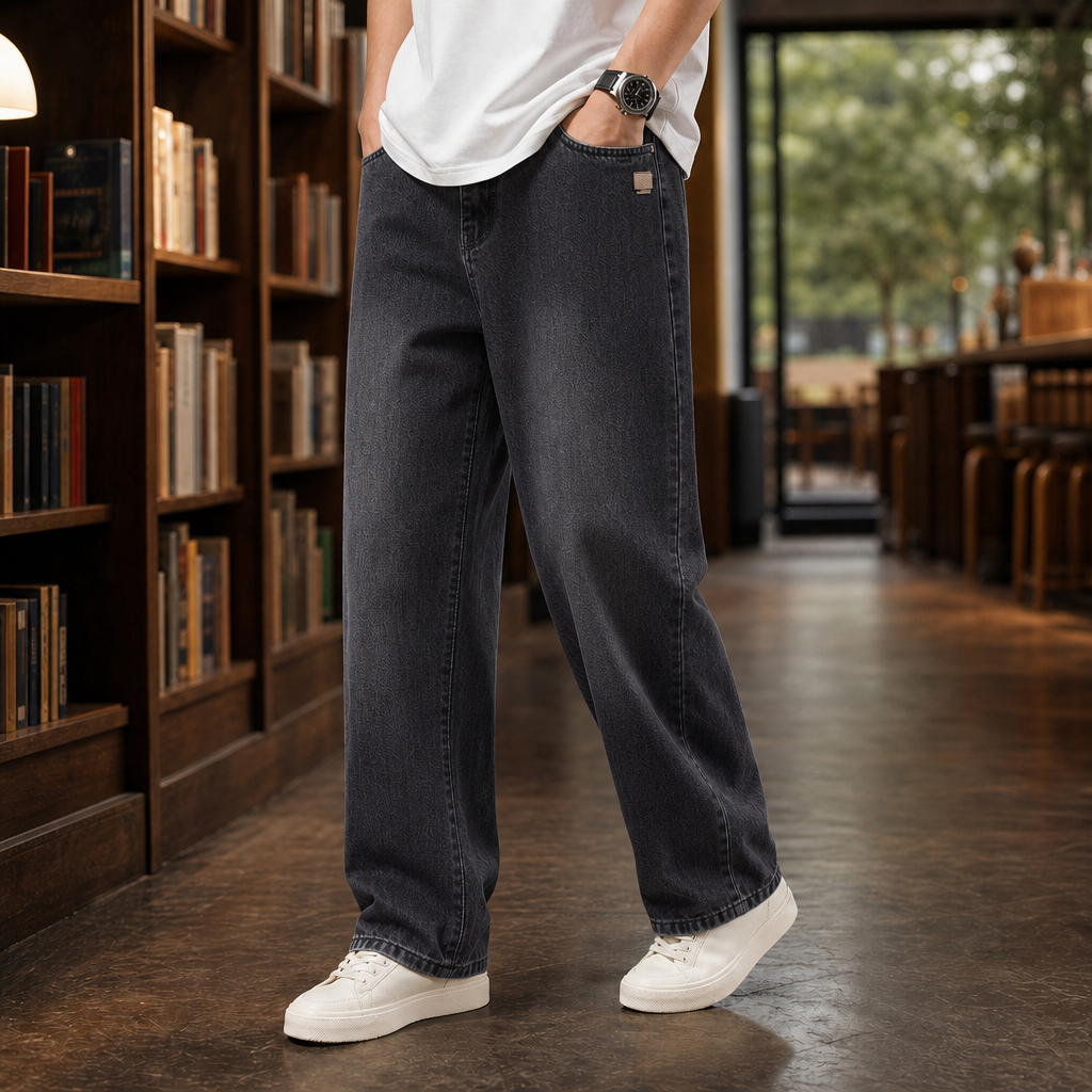 Edouard Wide-Leg Jeans - Black Gray
