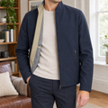 Navy Blue Stand Collar