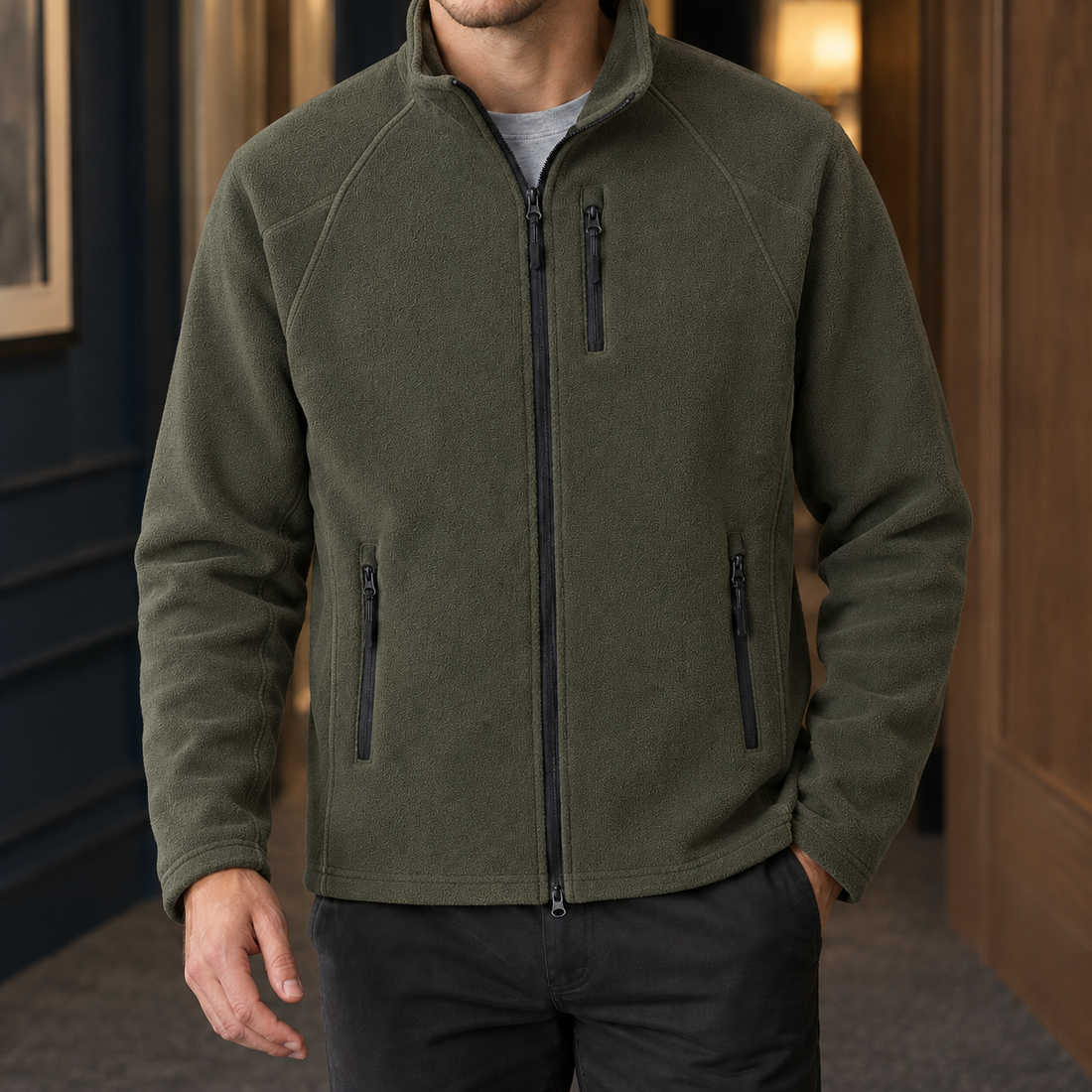 Clement-York Fleece Jacket - Army Green
