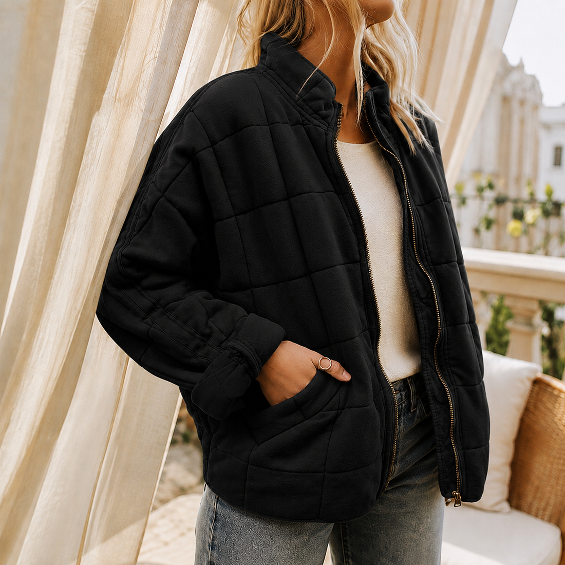 Emilia-Faye Quilted Jacket - Black