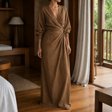 Valentina-Louise Wrap Maxi Dress - Brown