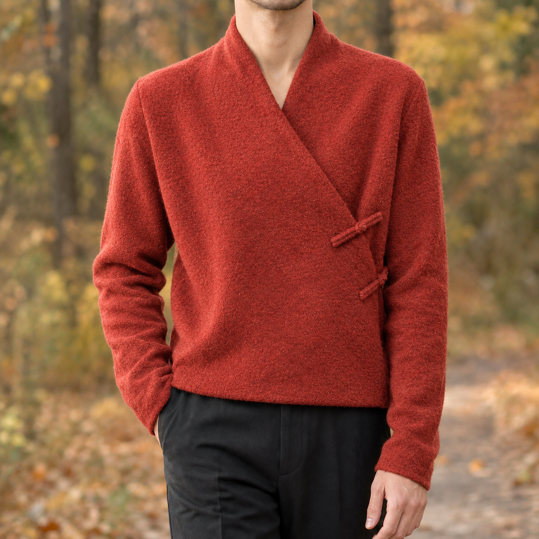 Harrison-Lane Pure Wool Sweater - Golden Brown Red