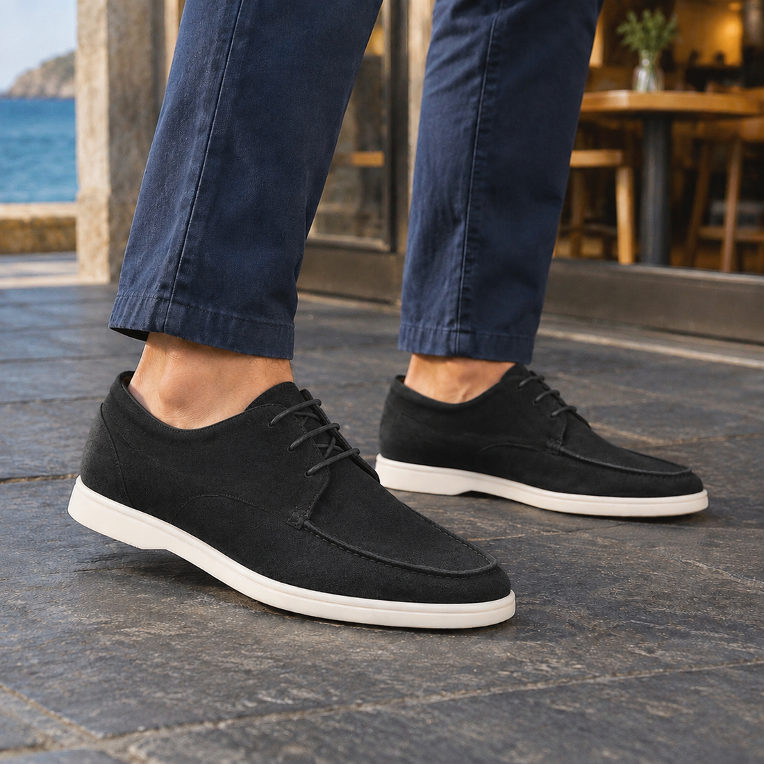Zeno Apron Derby Shoes - Black