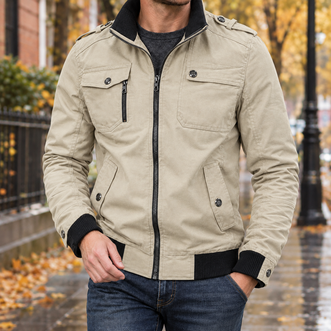 Philemon-Miles Utility Jacket - Khaki