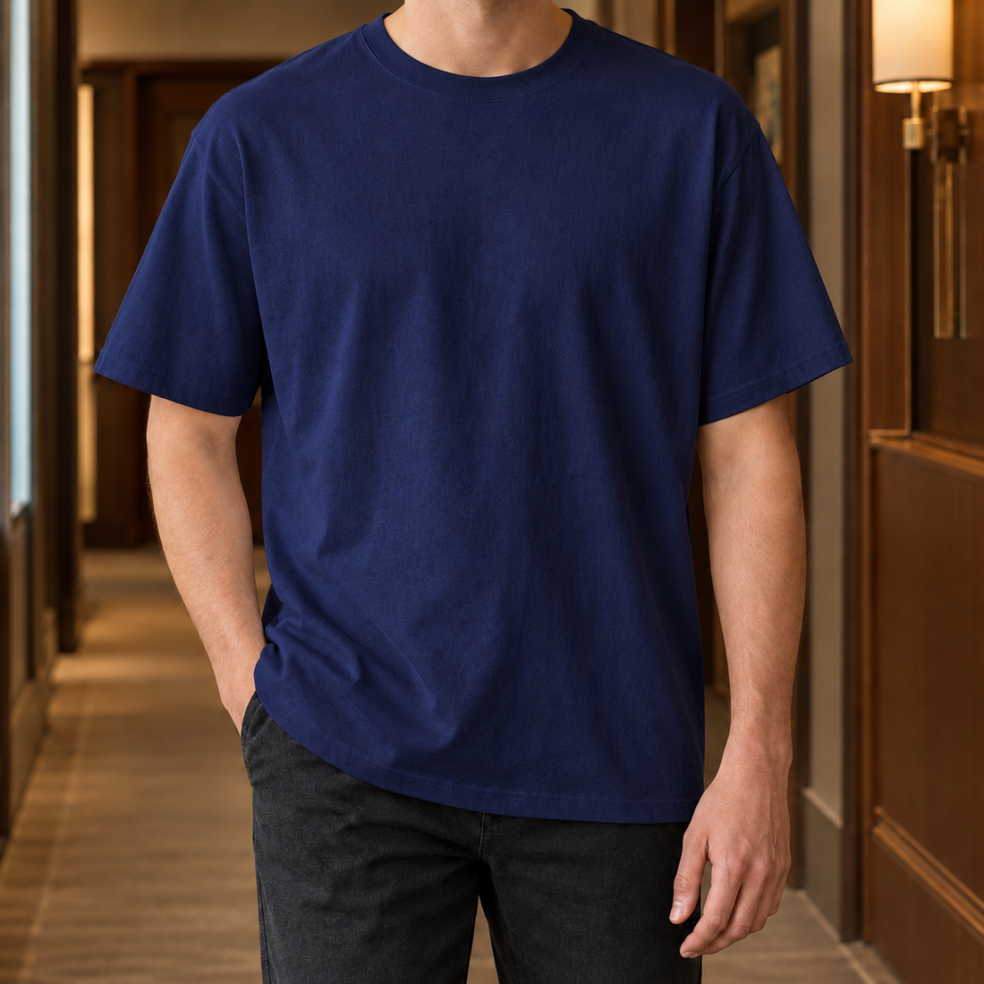 Aurelien Crew Neck T-Shirt - Navy