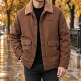 Lucas-Tate Sherpa Collar Jacket - Coffee
