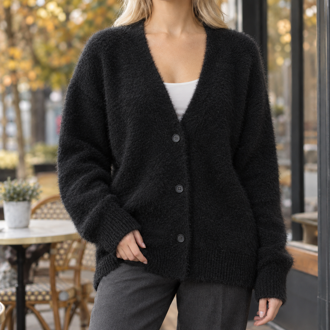 Raven-June V Neck Sweater - Black