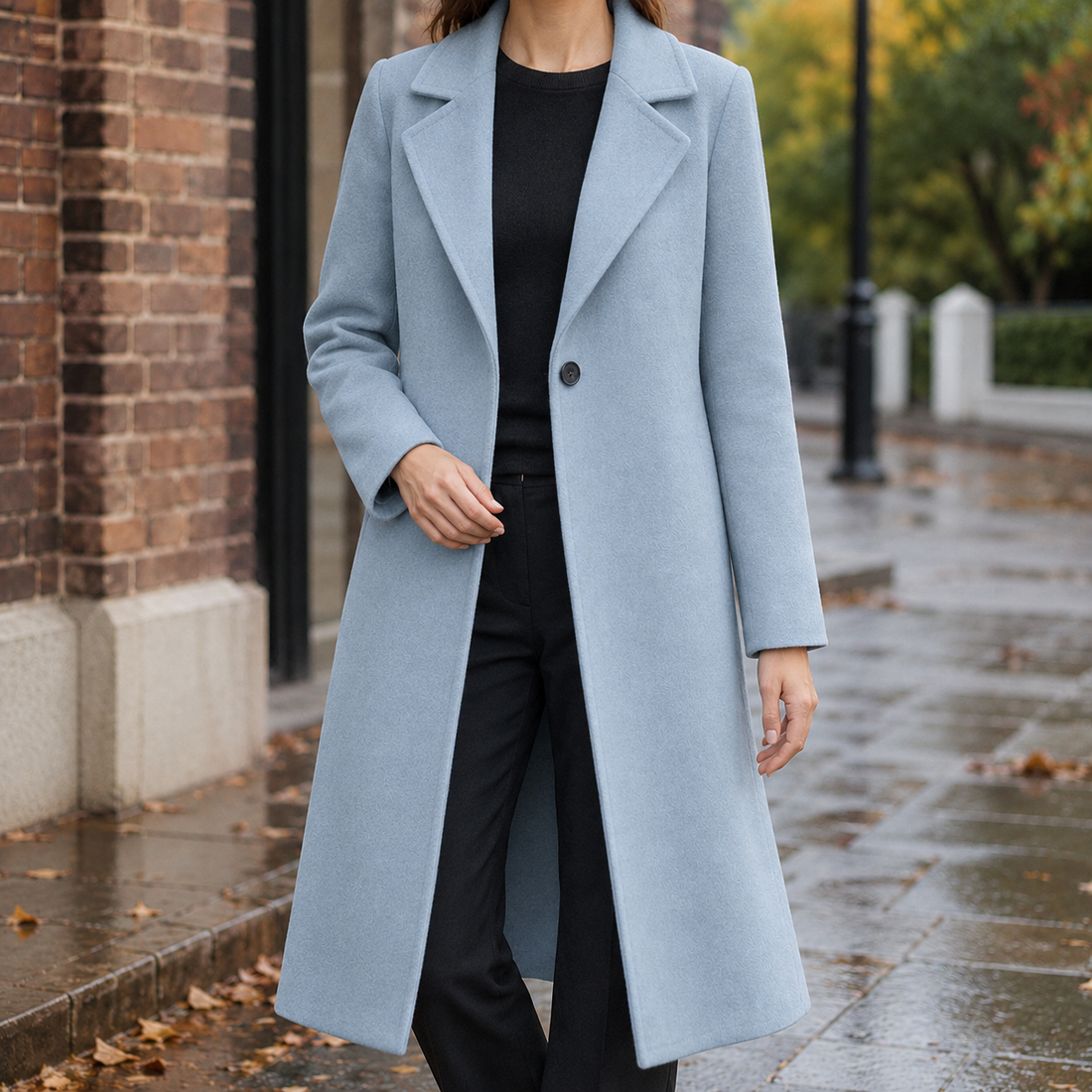 Apolline-Rose Cashmere Coat - Blue Gray