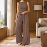 Aubrey-Marie Wide-Leg Jumpsuit - Taupe