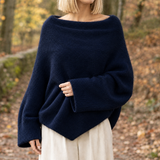 Alice-Marie Cashmere Crossover Sweater - Navy Blue
