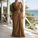 Astrid Wrap Maxi Dress - Brown