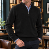 Ezra-Stone Quarter Zip Sweater - Black