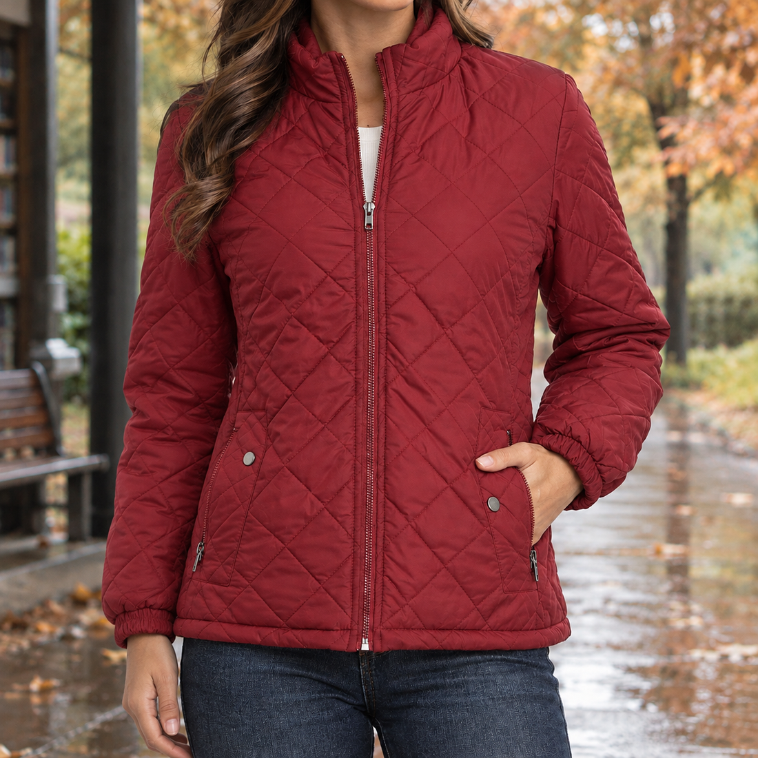 Solene-Marie Quilted Jacket - Red