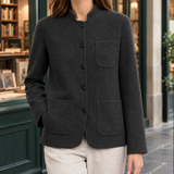 Celine-Skye Stand Collar Jacket - Black Gray