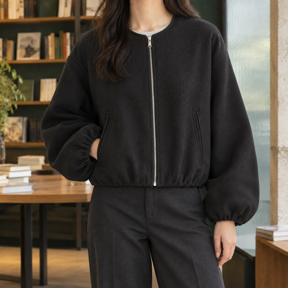Shannon Balloon Sleeve Jacket - Black