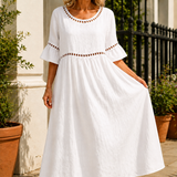 Estella-Rae Eyelet Maxi Dress - White