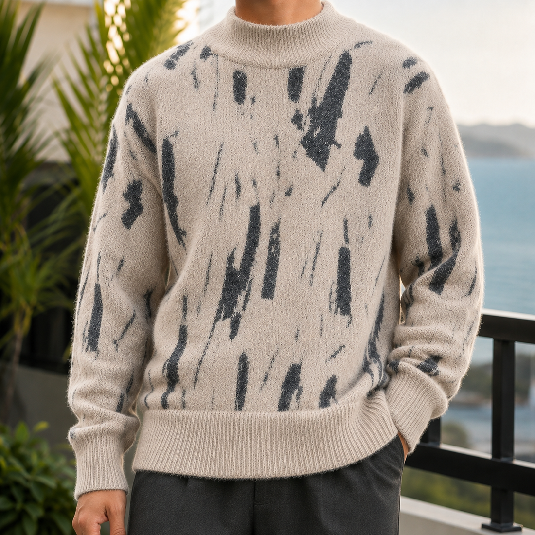 Julian Abstract Sweater - Beige