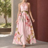 Estelle-Lane Halter Maxi Dress - Pink