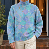 Ardan-Grey Printed Sweater - Aqua Geometric