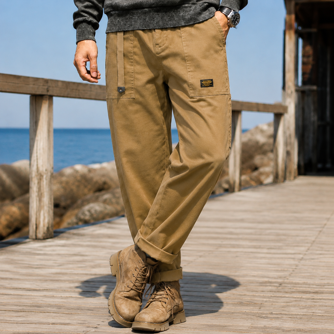 Arlo-Miles Relaxed Cargo Pants - Khaki
