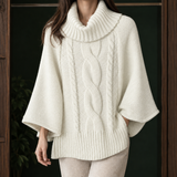 Delaney Cable Poncho - White