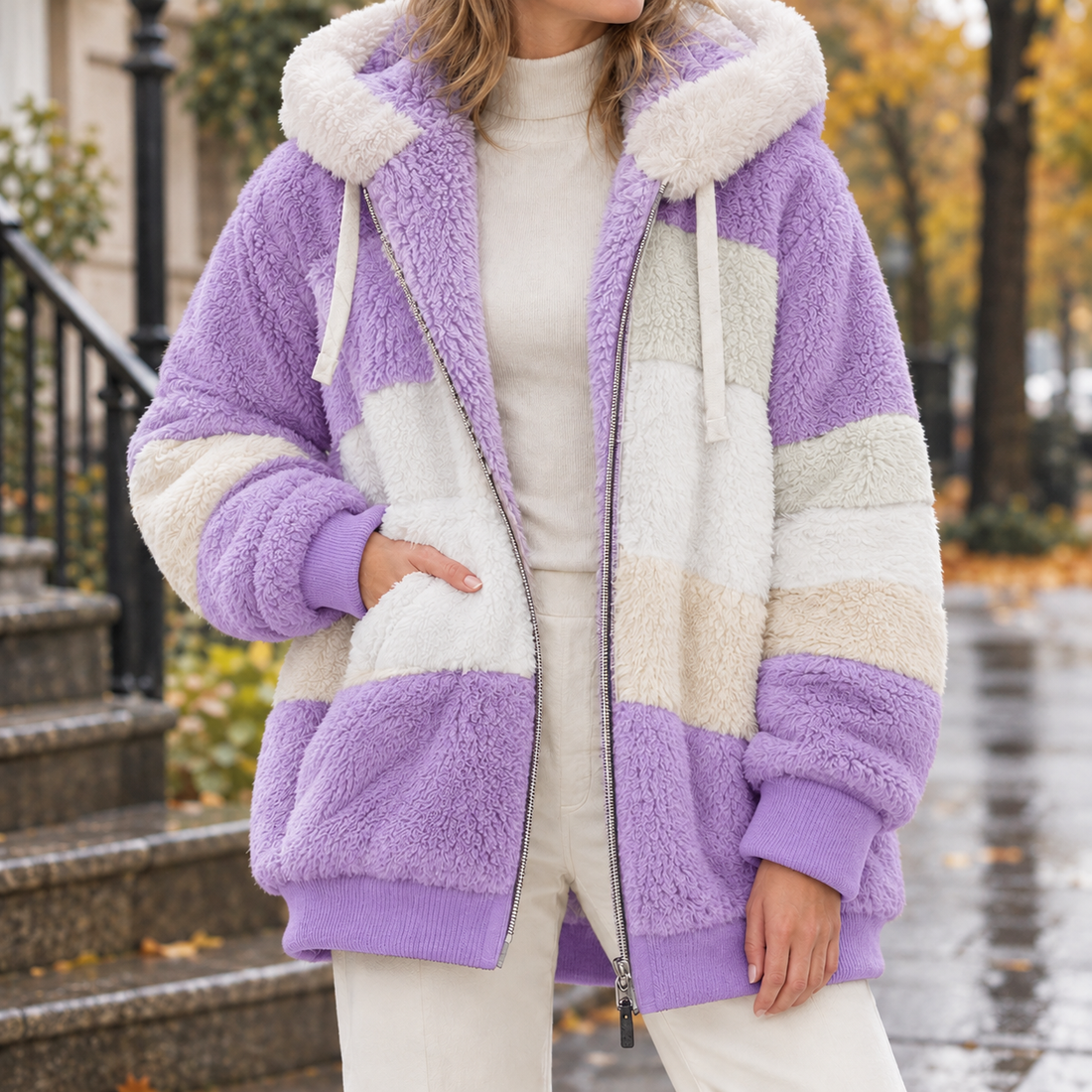 Lucia-Belle Patchwork Jacket - Purple