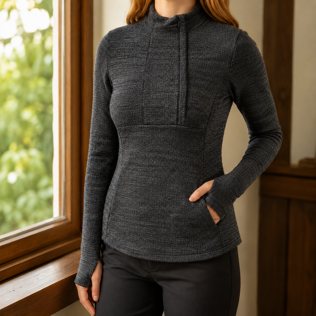 Livia-Skye Mock Neck Sweater - Black Mix